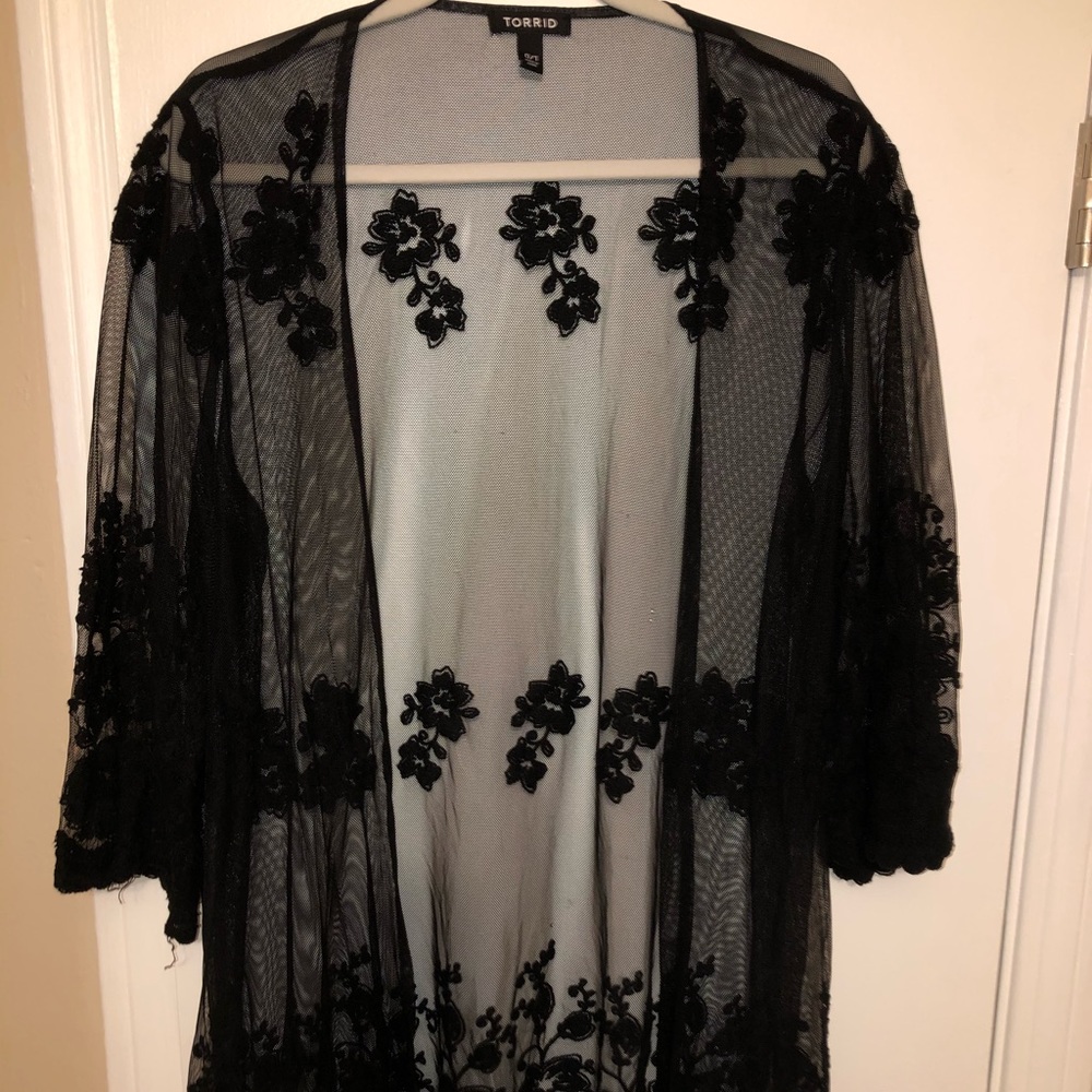 Black Sheer Mesh Kimono